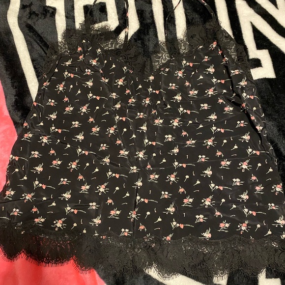 VS Satin Lace Cami, Size small, Black & Floral Print - Picture 2 of 5